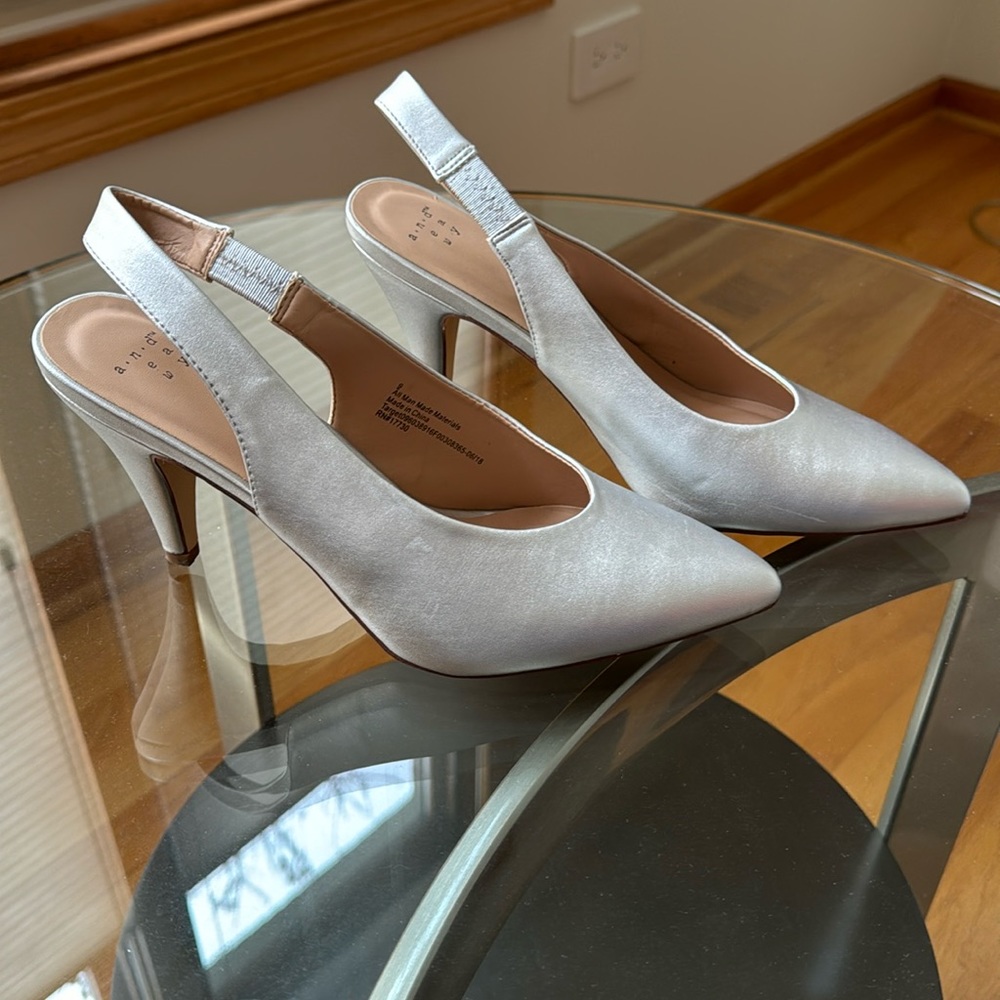 Silver Heel sling back Shoes